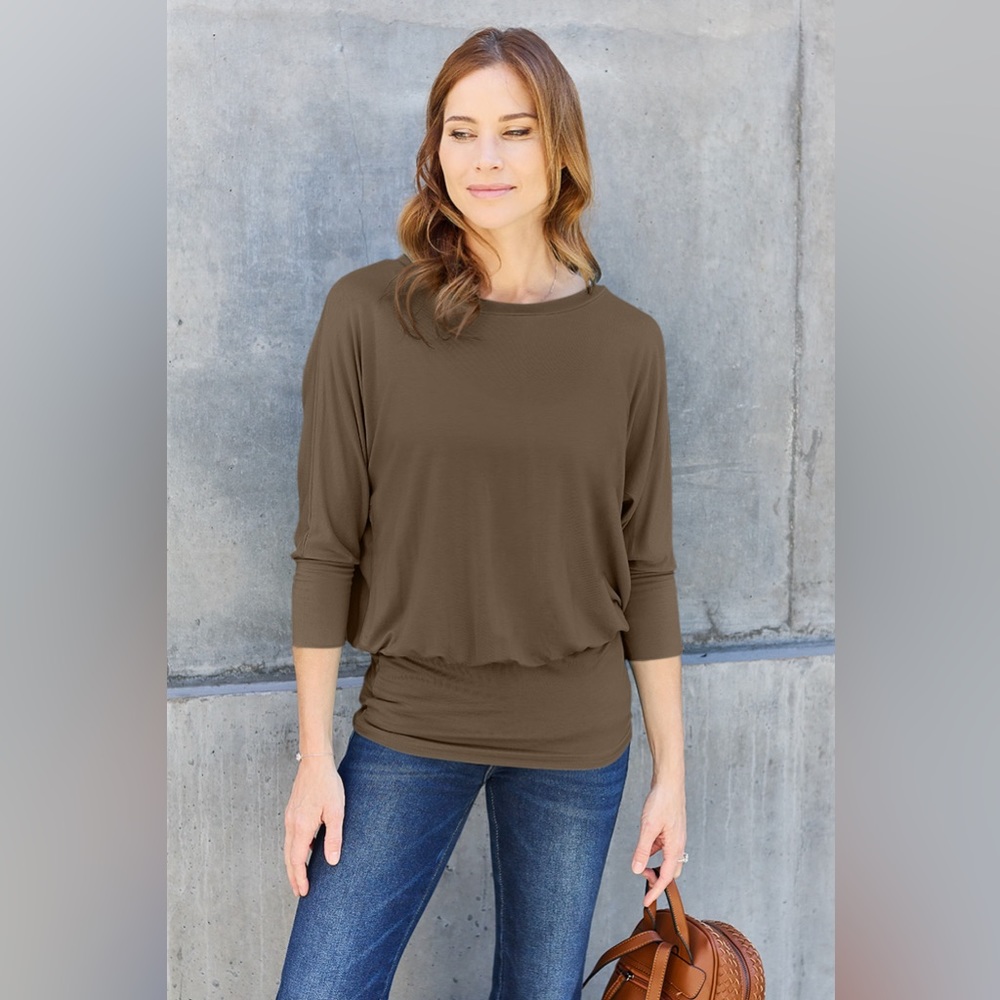 Basic Bae Full Size Round Neck Batwing Sleeve Blo… - image 1
